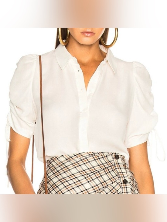 Veronica Beard Tops - Veronica Beard Pipes & Shaw silk Carmine puff drawstring sleeve blouse size 6